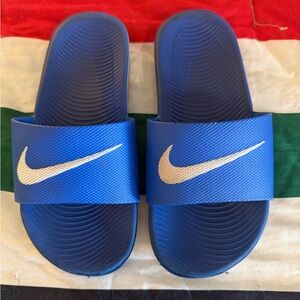 Nike Royal Blue Slide Sandals with White Logo